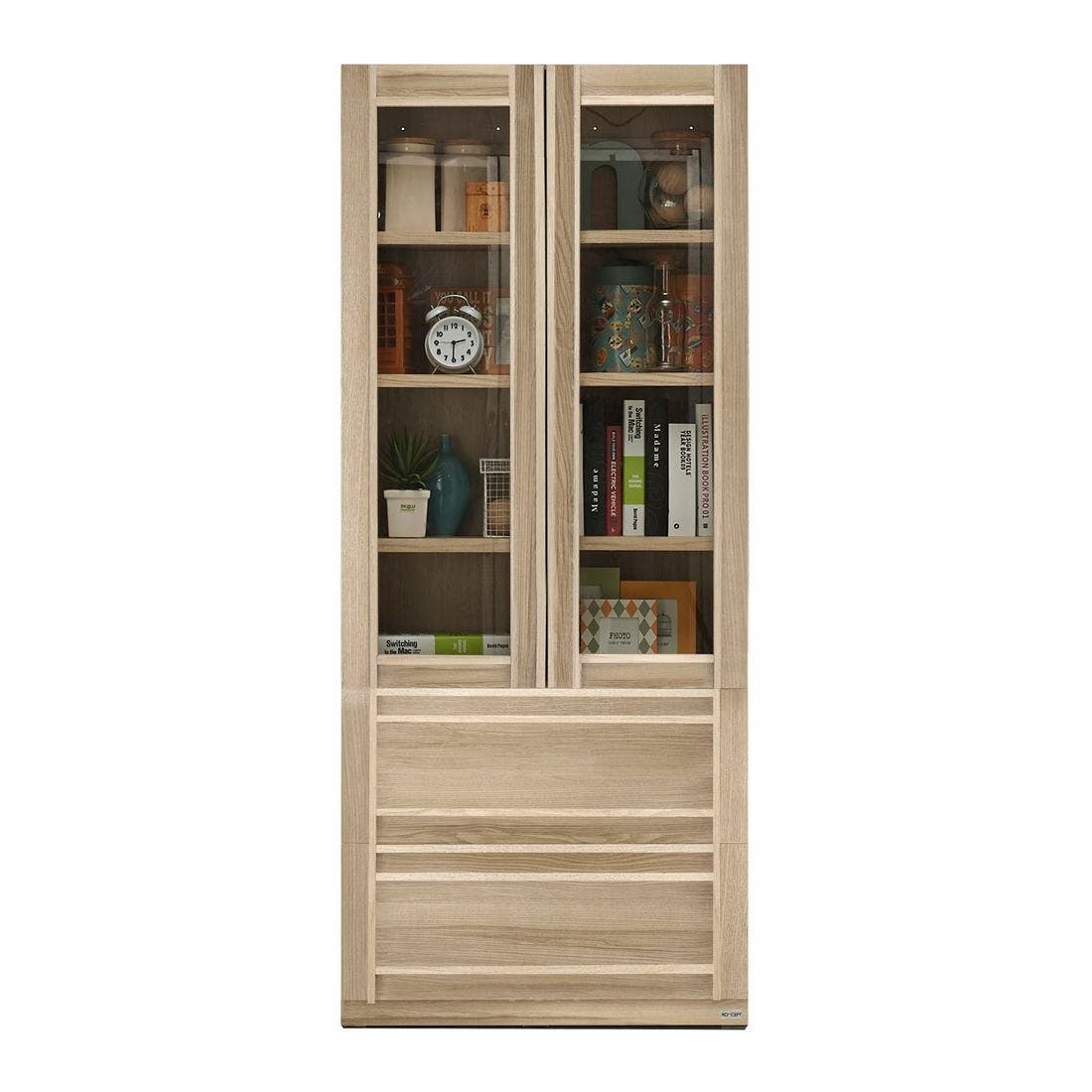 ตู้โชว์ ขนาด 80 ซม. รุ่น Lybrary สีไม้อ่อน1