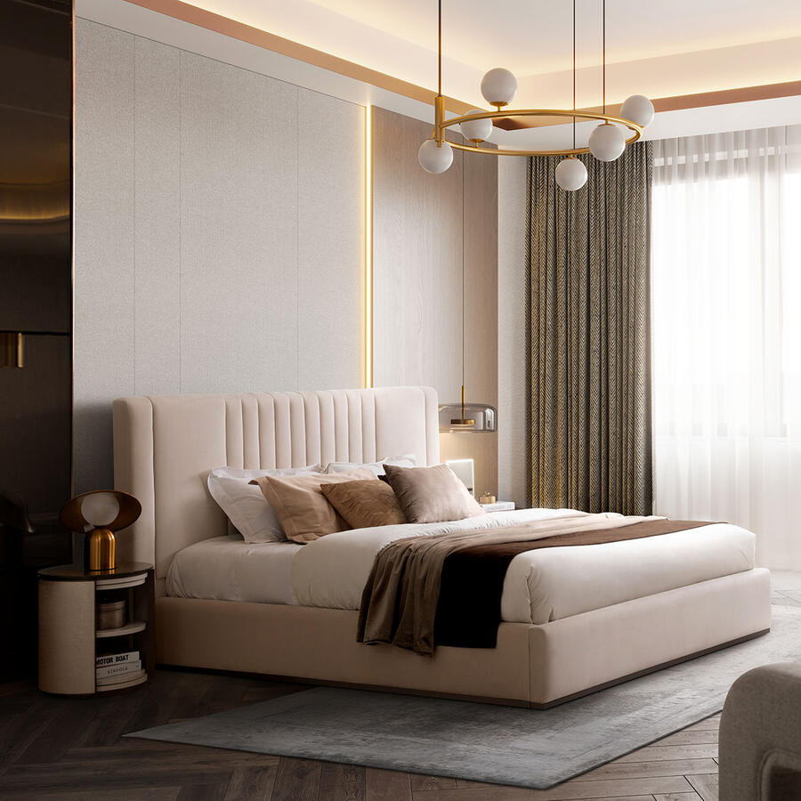 เตียง 6 ฟุต รุ่น VICENSA สีครีม 04