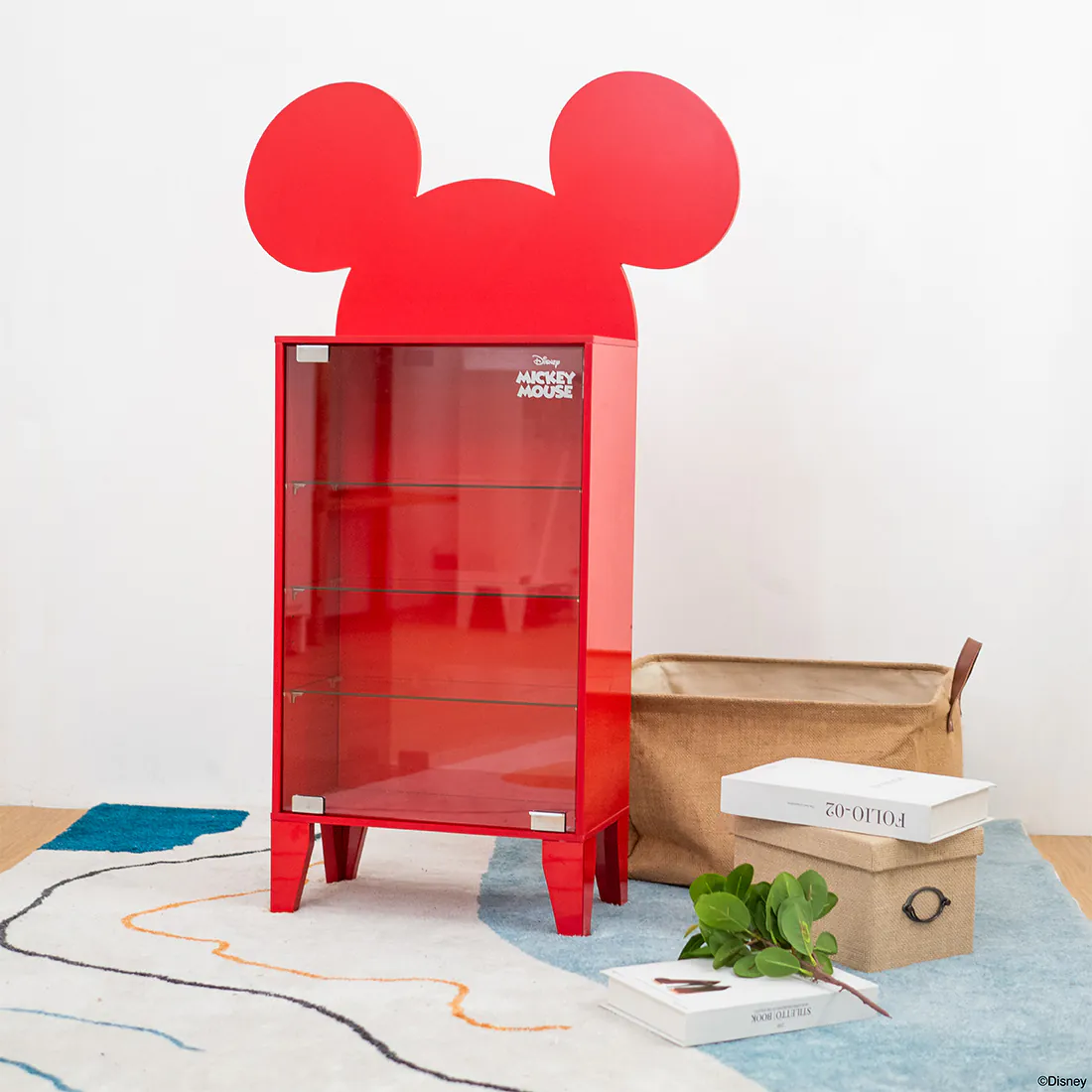 ตู้โชว์บานเปิดกระจก DISNEY รุ่น MICKEY/65T สีแดง 06