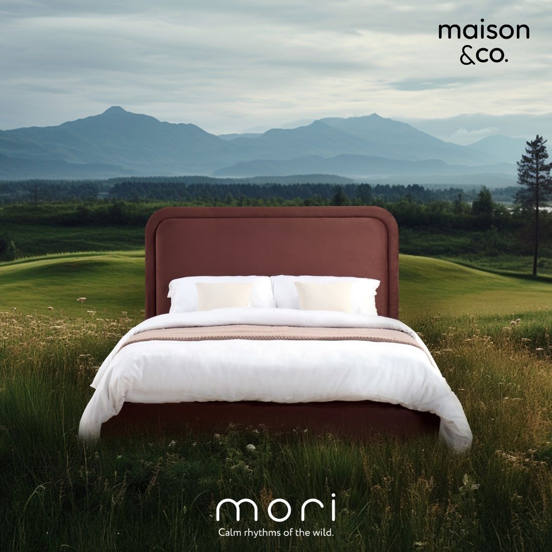 เตียง 5 ฟุต รุ่น MORI ผ้ากำมะหยี่นำตาล สีน้ำตาล01