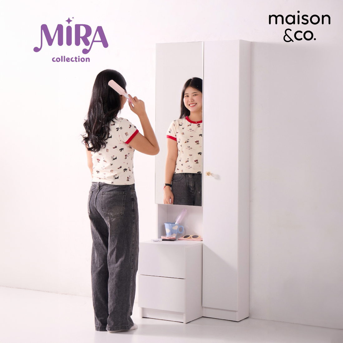 โต๊ะเครื่องแป้งแบบยืน รุ่น MIRA สีขาว 10