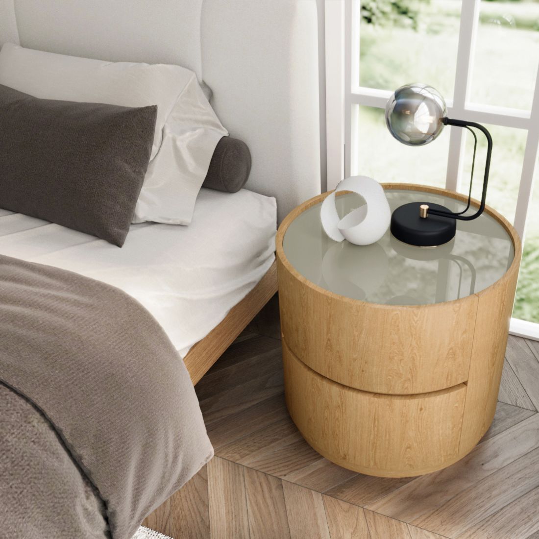 ตู้ข้างเตียงขนาด 60 ซม.รุ่น WINBER สี Oak Veneer3