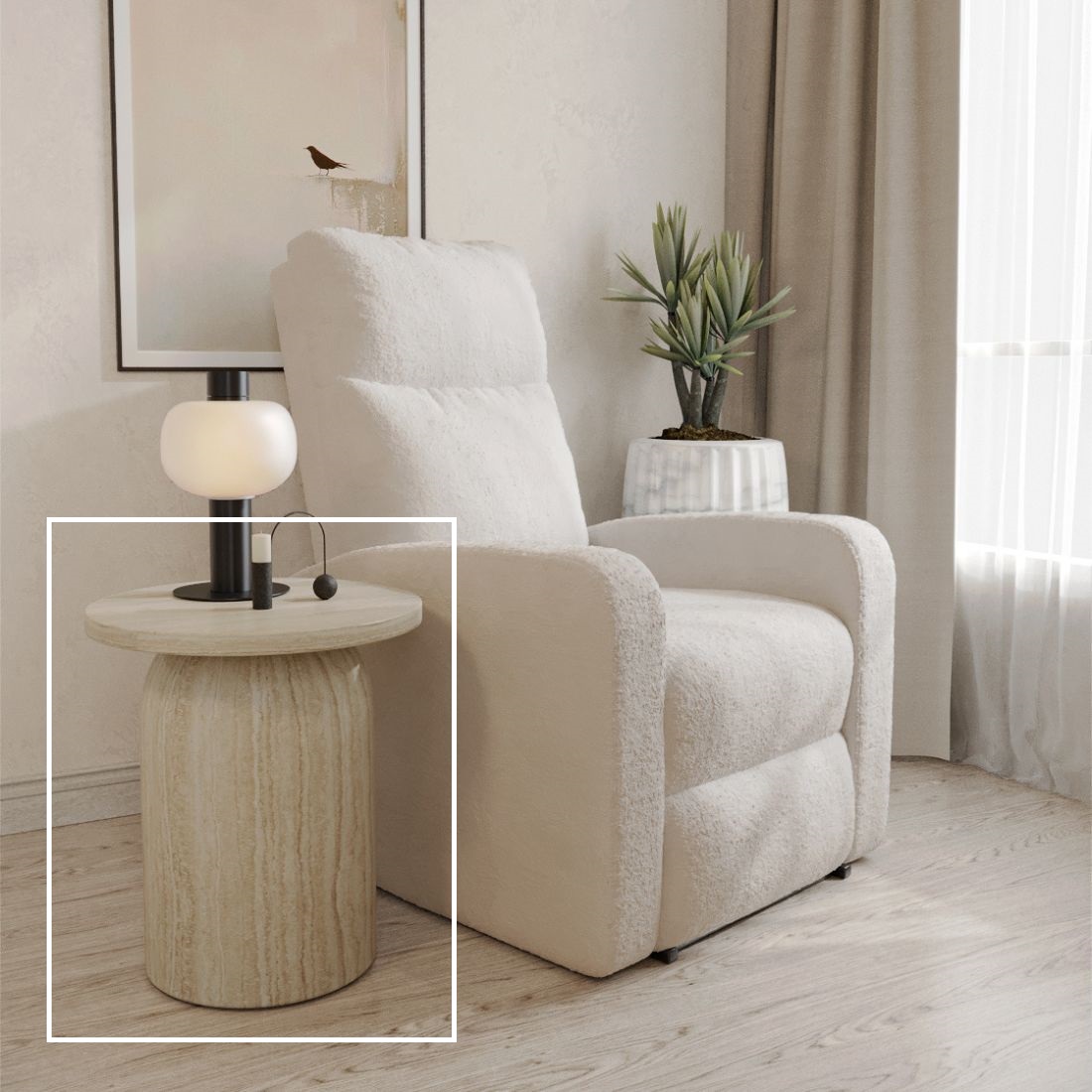 โต๊ะข้างขนาด 45-50 ซม.รุ่น WESTINA สี TRAVERTINE2