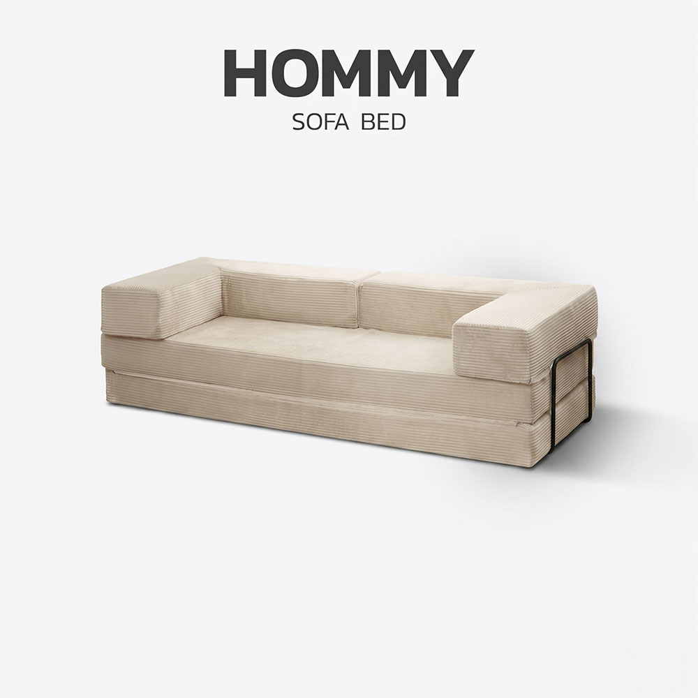 โซฟาเบด PLAY รุ่น HOMMY ผ้าลอนครีม สีครีม6