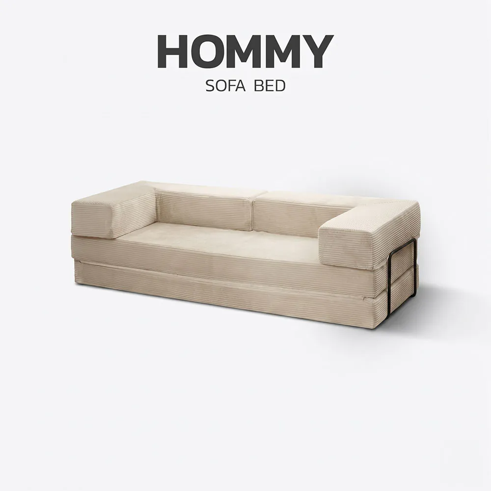 โซฟาเบด PLAY รุ่น HOMMY ผ้าลอนครีม สีครีม6