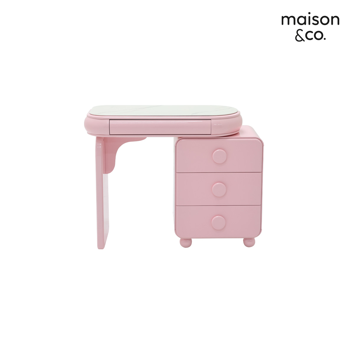 โต๊ะเครื่องแป้งแบบนั่ง รุ่น Hugsy สีชมพู1