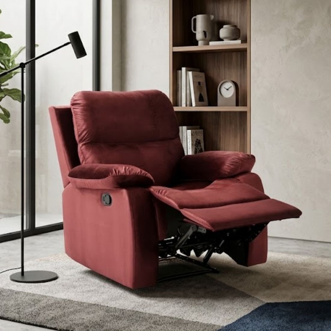 Recliner รุ่น REINIE 1 ที่นั่ง สีกำมะหยี่แดง 