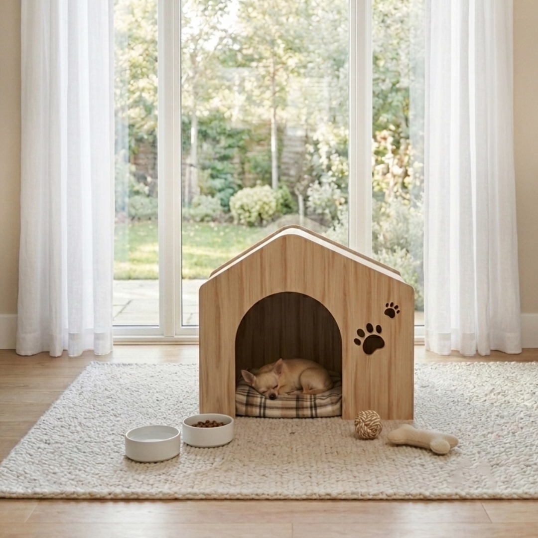บ้านสัตว์เลี้ยง รุ่น PUPPIE สีลาเต้โอ๊ค1