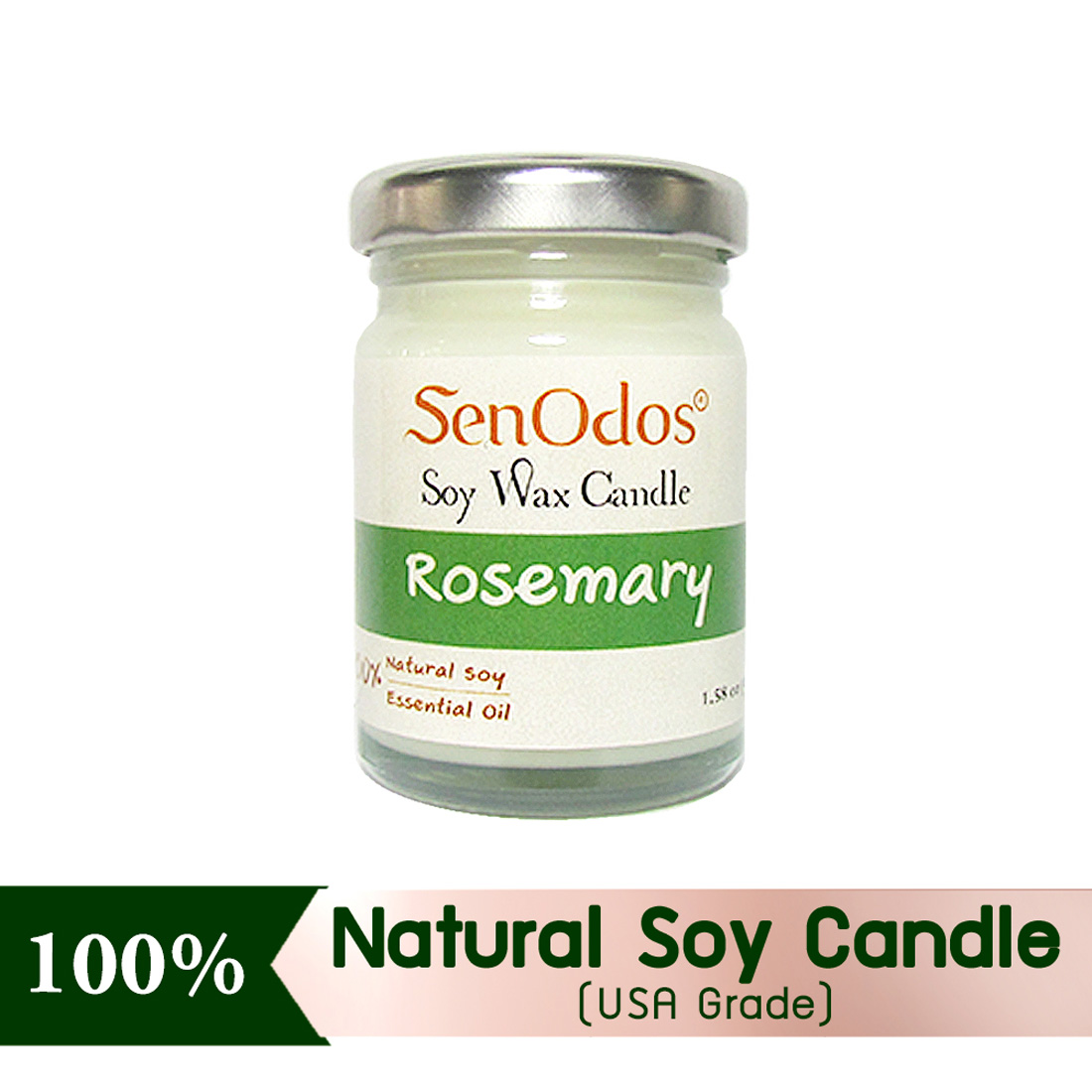 SenOdos เทียนหอมไขถั่วเหลือง กลิ่นโรสแมรี่  ขนาด 45g Rosemary Soy Candle 