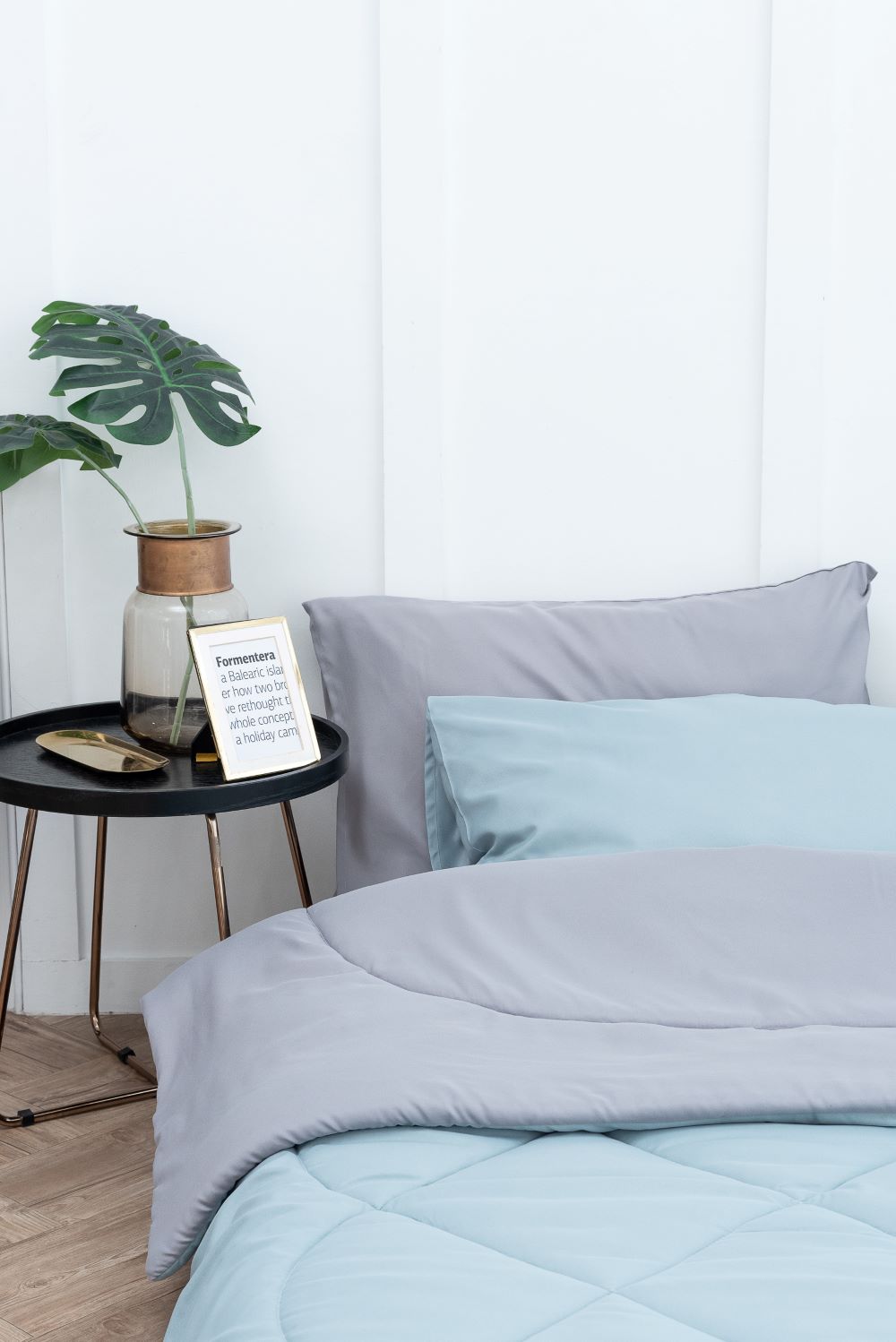 SANTA BEDDING ผ้านวม ขนาด 6 ฟุต สี เทา /ฟ้า 01