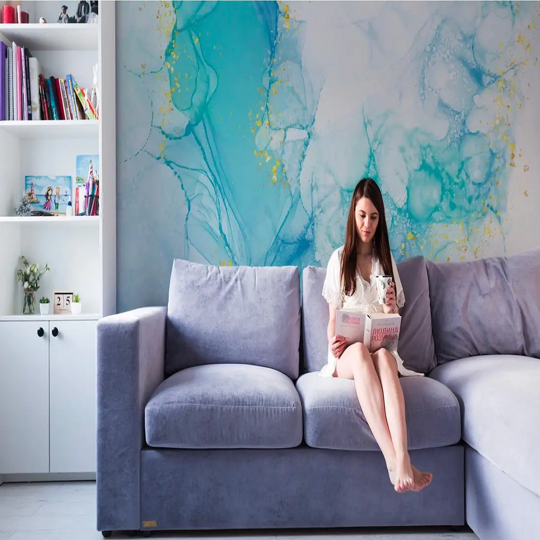 วอลล์เปเปอร์พิมพ์ลาย วัสดุผิว Linen ลายหินแบบที่ 2