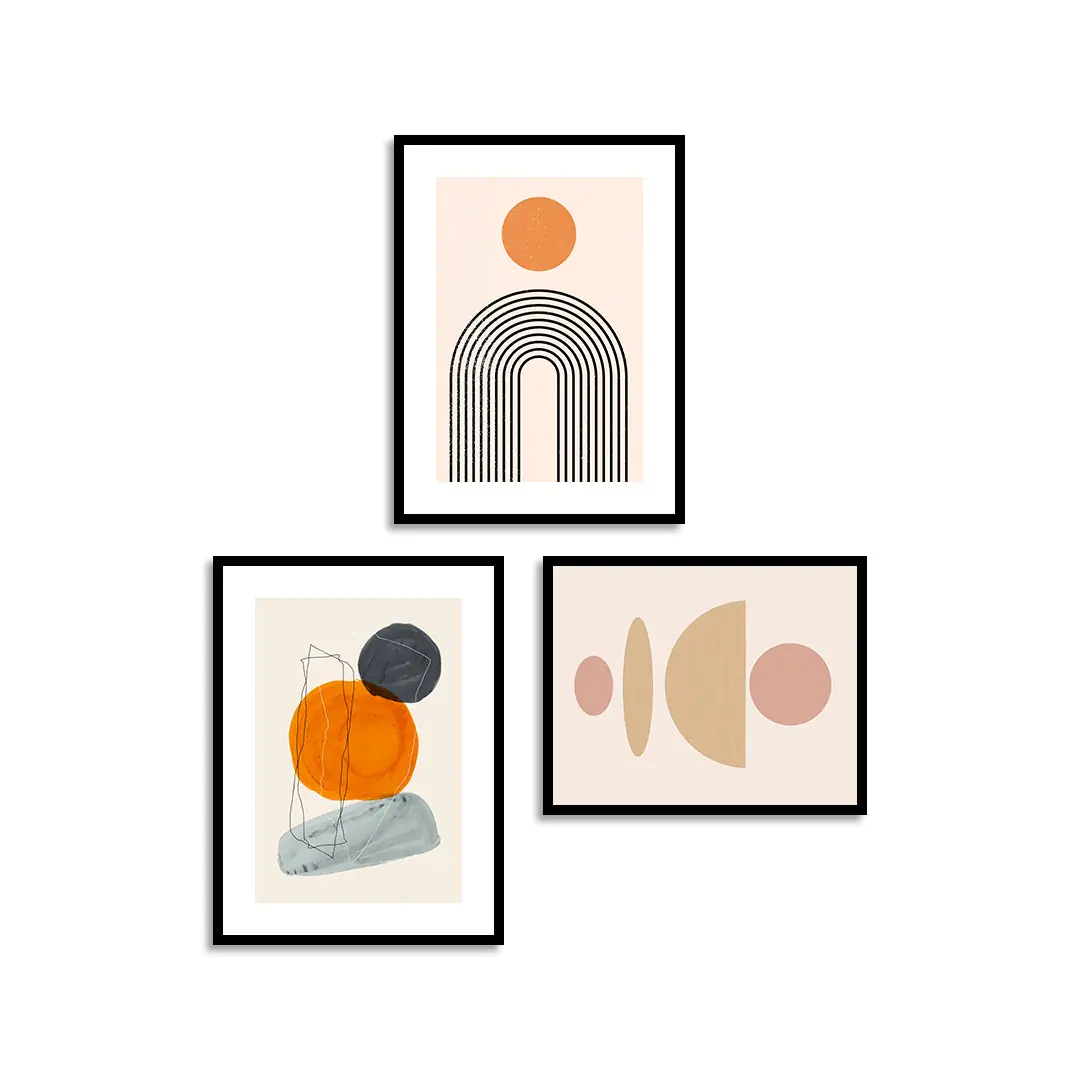 Pennello รูปแต่งบ้านพร้อมกรอบ Geometric Art Series คละขนาด Set 3 รูป