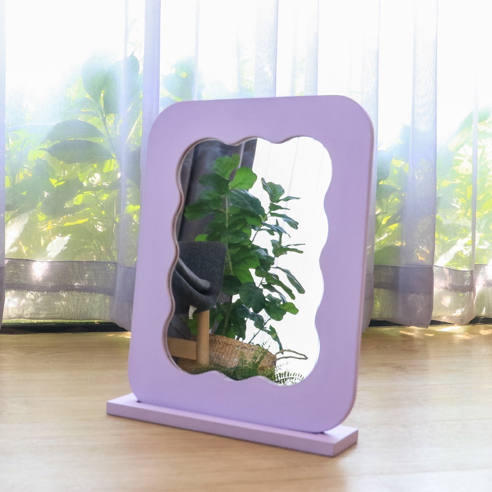 storehaust กระจกเงากรอบไม้ รุ่น Wavy (S)#FU0046-Purple/Purple/30 x 38 ซม. 02