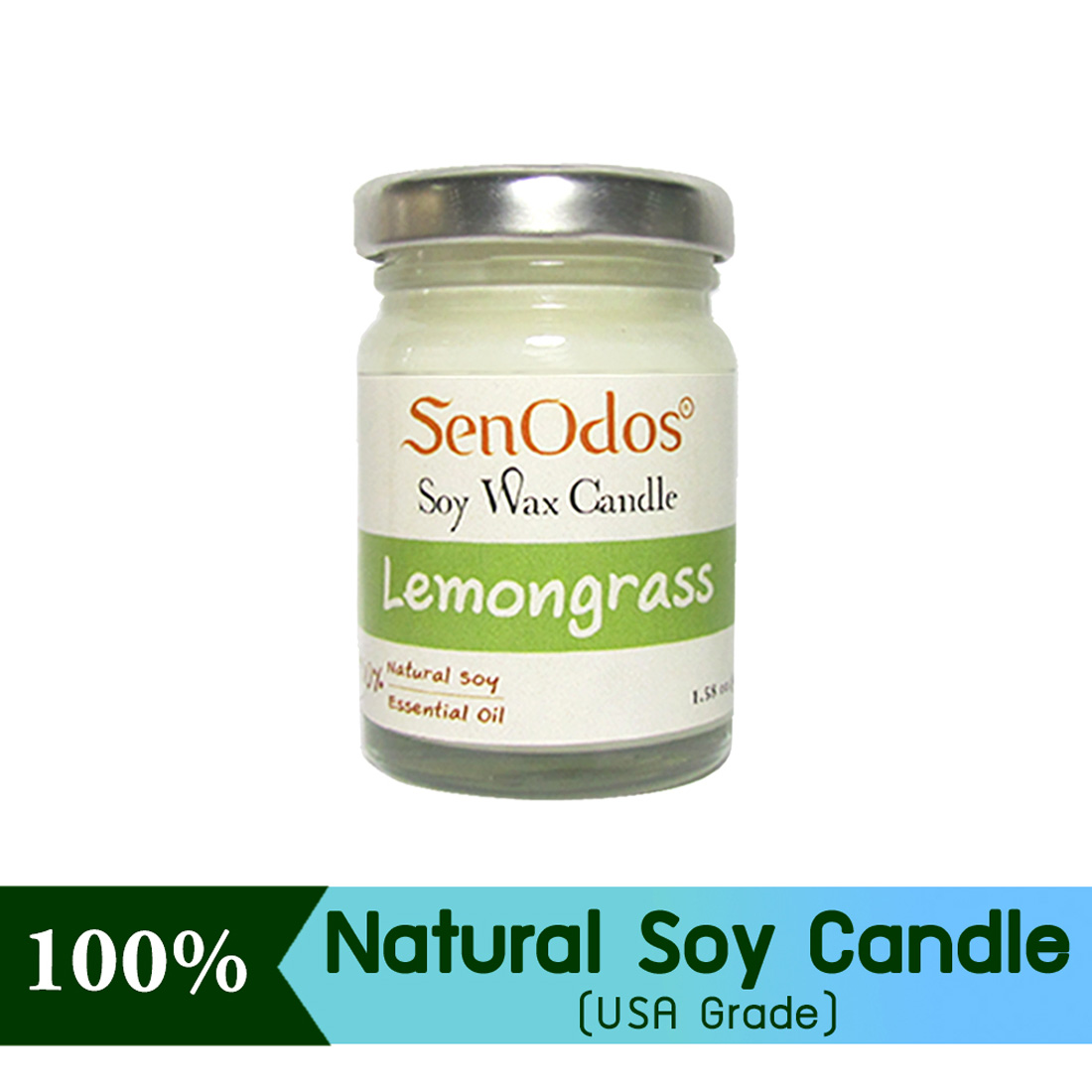 SenOdos เทียนหอมไขถั่วเหลือง กลิ่นตระไคร้ 45g. Lemongrass Soy Candle