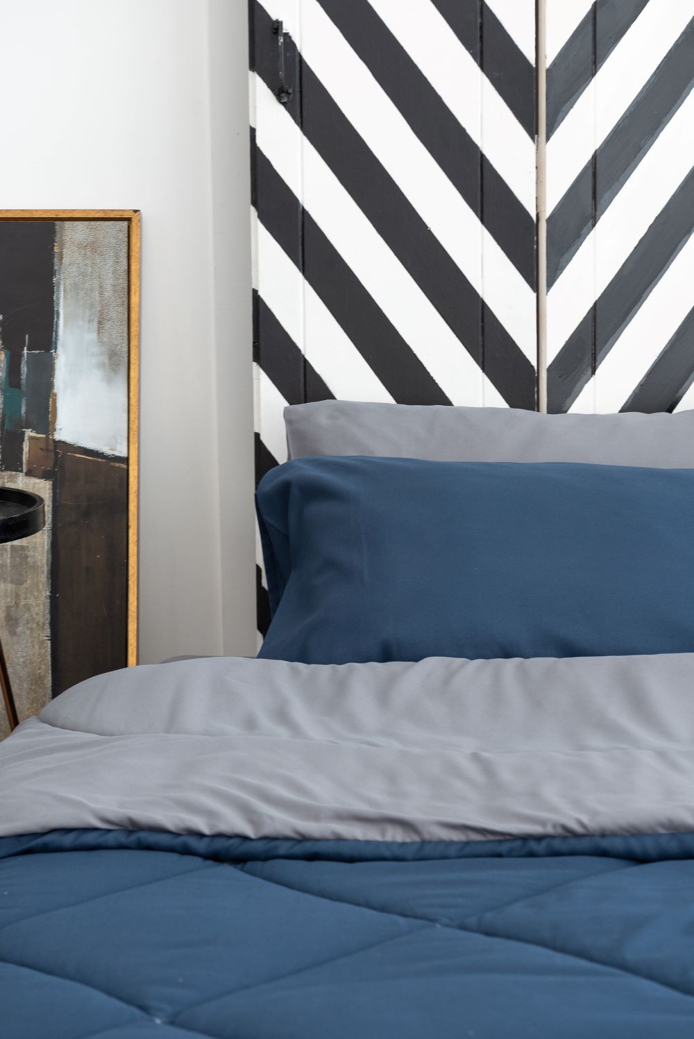 SANTA BEDDING ผ้านวม 6 ฟุต สี เทา/กรม แบบทูโทน 01