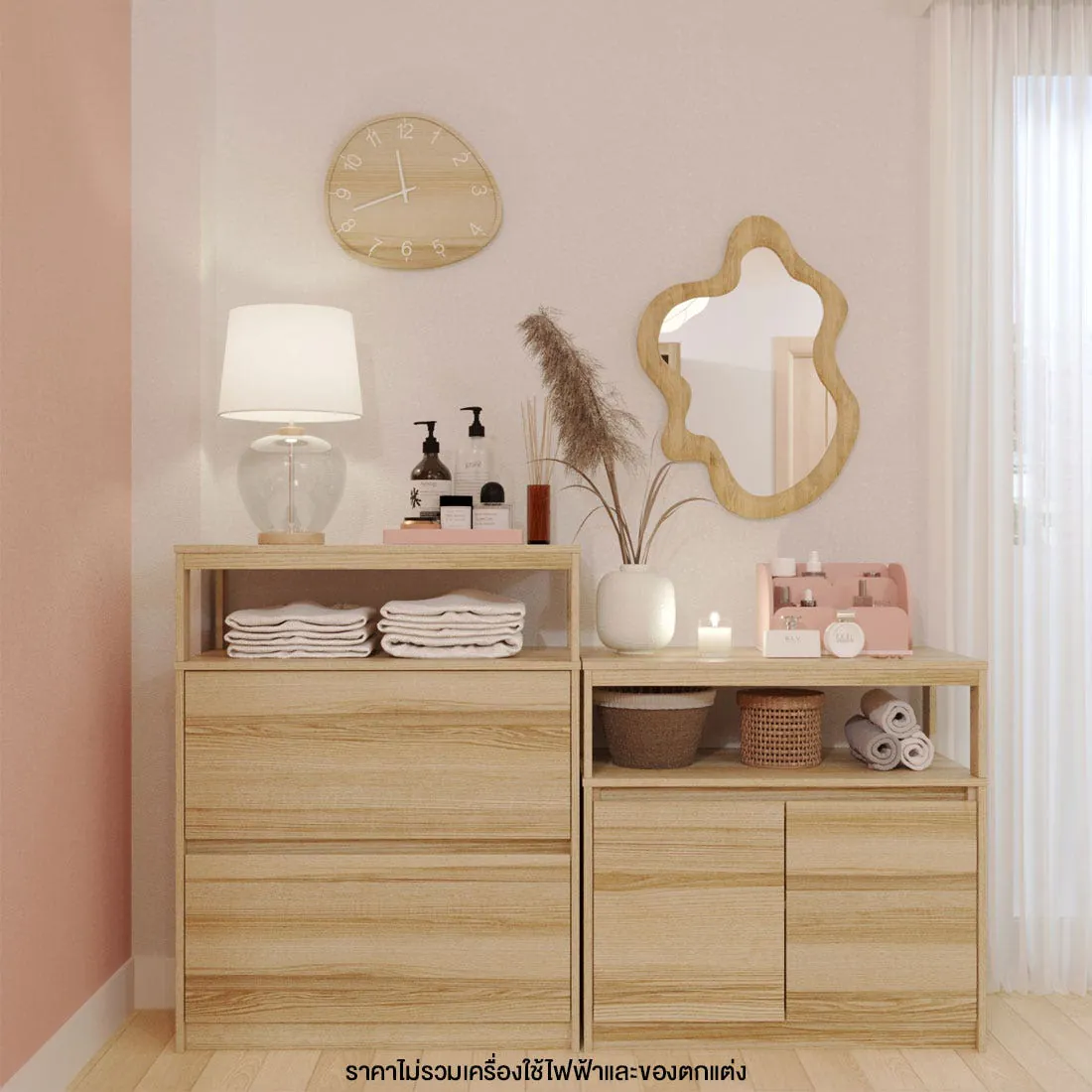 ชุดตู้เก็บของขนาด 160 ซม. รุ่น Benita สีไม้อ่อน01