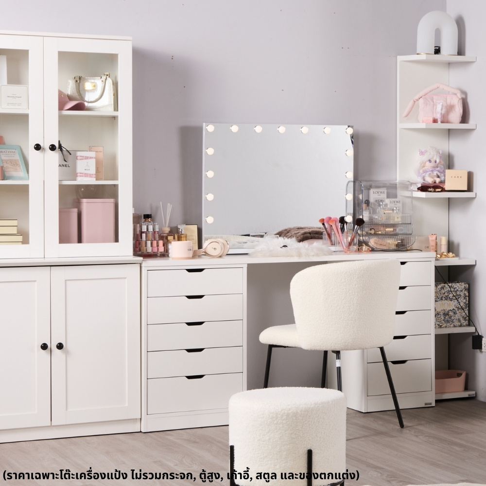 โต๊ะเครื่องแป้งแบบนั่ง 150 ซม. ลึก 45 ซม. (CW40&50) รุ่น Vanity สีขาว4