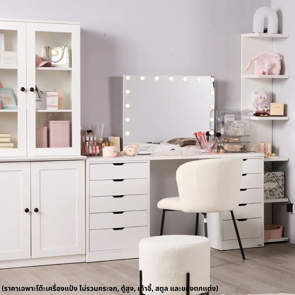 โต๊ะเครื่องแป้งแบบนั่ง 150 ซม. ลึก 45 ซม. (CW40&50) รุ่น Vanity สีขาว4