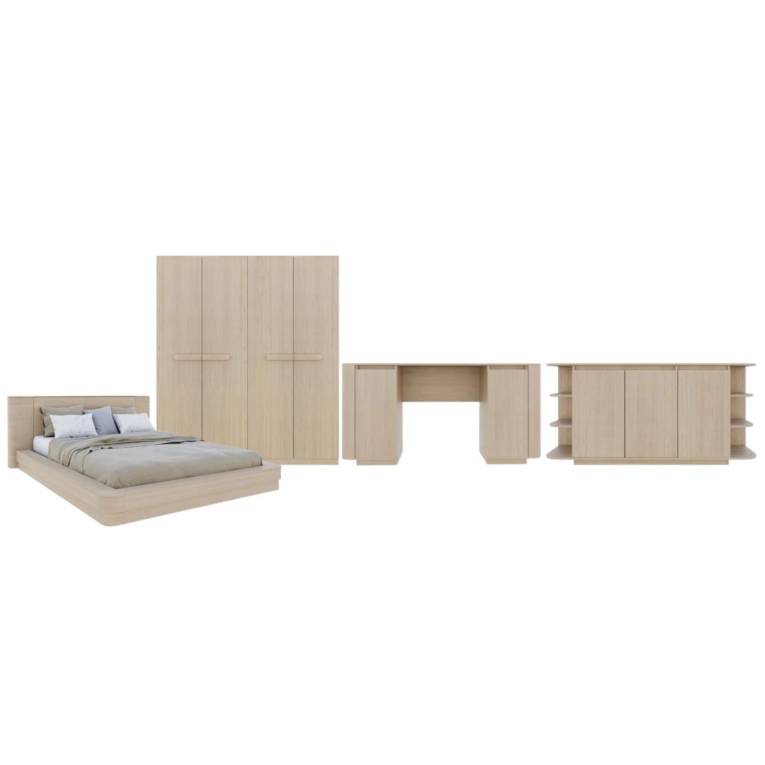 ชุดห้องนอน ขนาด 6 ฟุต รุ่น Olivea สีครีม & ตู้เสื้อผ้า 200 ซม.01