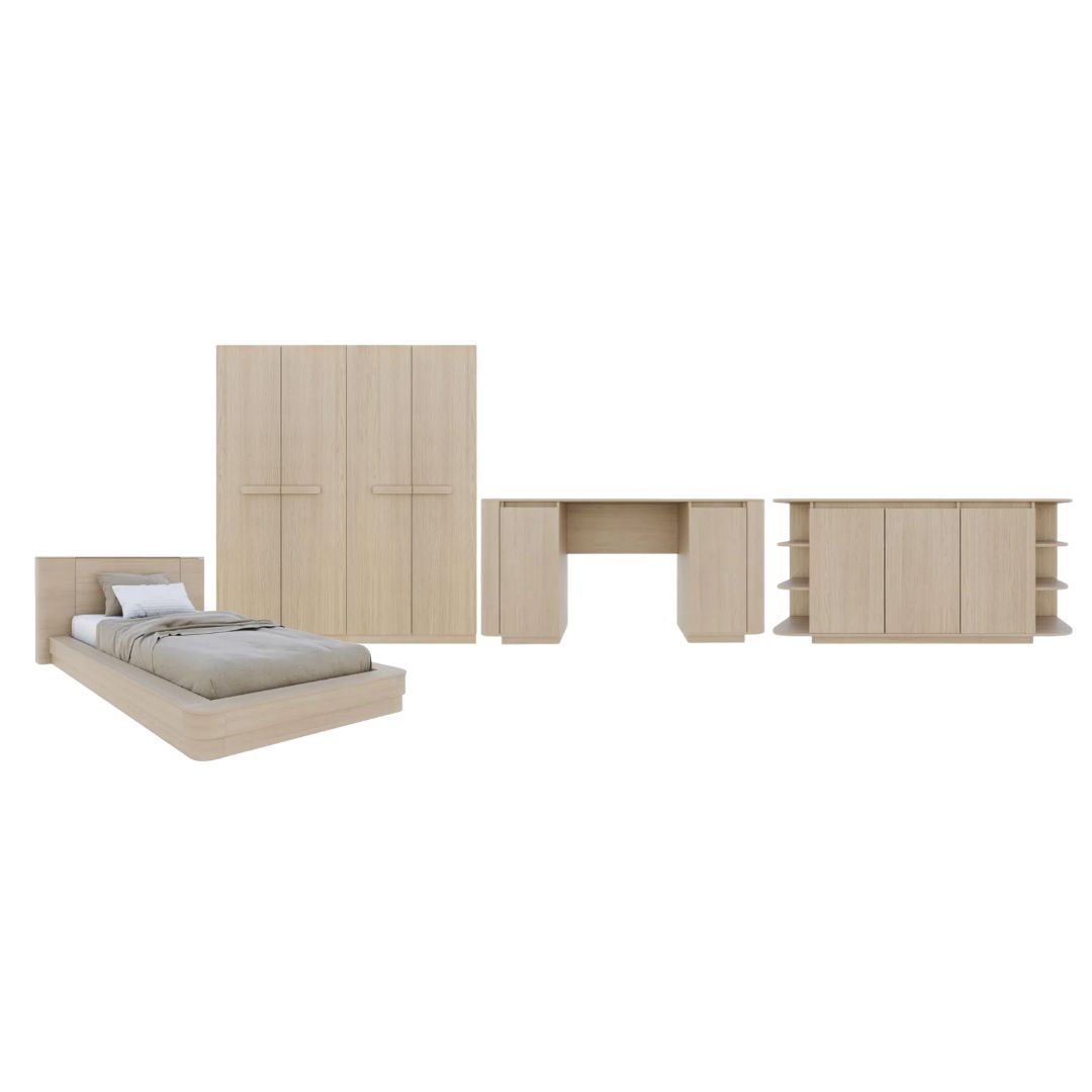 ชุดห้องนอน ขนาด 3.5 ฟุต รุ่น Olivea สีครีม & ตู้เสื้อผ้า 200 ซม.01