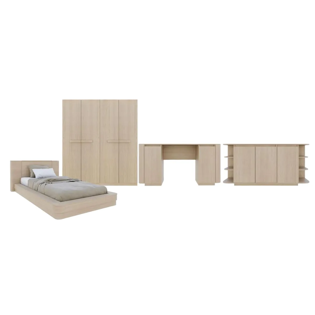 ชุดห้องนอน ขนาด 3.5 ฟุต รุ่น Olivea สีครีม & ตู้เสื้อผ้า 200 ซม.01