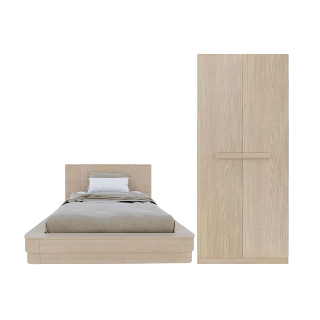 ชุดห้องนอน ขนาด 3.5 ฟุต รุ่น Olivea สีครีม & ตู้เสื้อผ้าขนาด 100 ซม.01