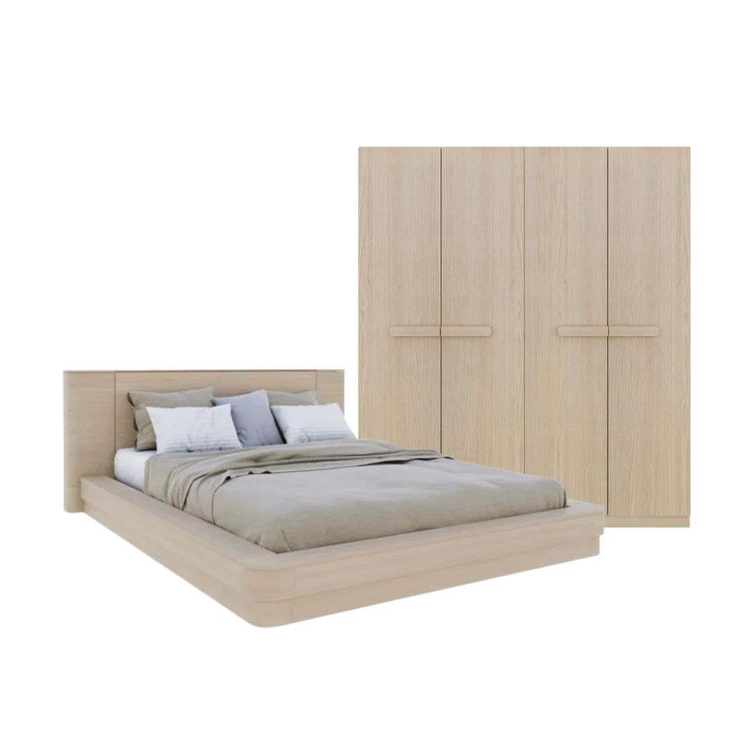 ชุดห้องนอน ขนาด 6 ฟุต รุ่น Olivea สีครีม & ตู้เสื้อผ้าขนาด 200 ซม.01