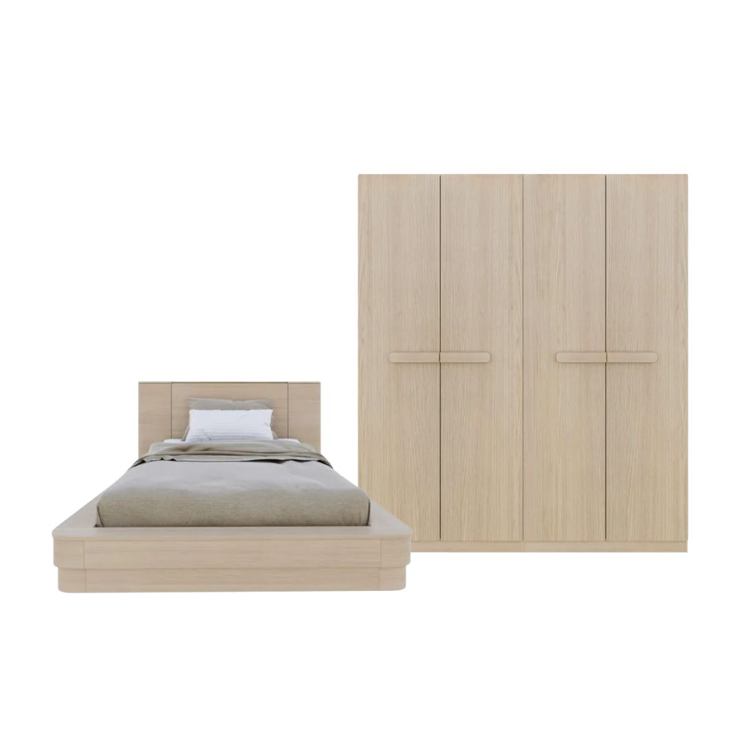ชุดห้องนอน ขนาด 3.5 ฟุต รุ่น Olivea สีครีม & ตู้เสื้อผ้าขนาด 200 ซม.01