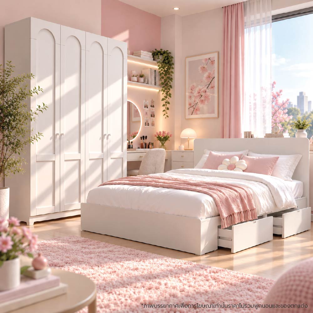 ชุดห้องนอน เตียง 6 ฟุต PLAY รุ่น LUV & POPP/160 cm. สีขาว1