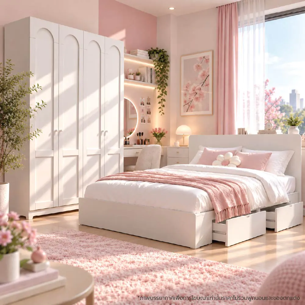 ชุดห้องนอน เตียง 6 ฟุต PLAY รุ่น LUV & POPP/160 cm. สีขาว1