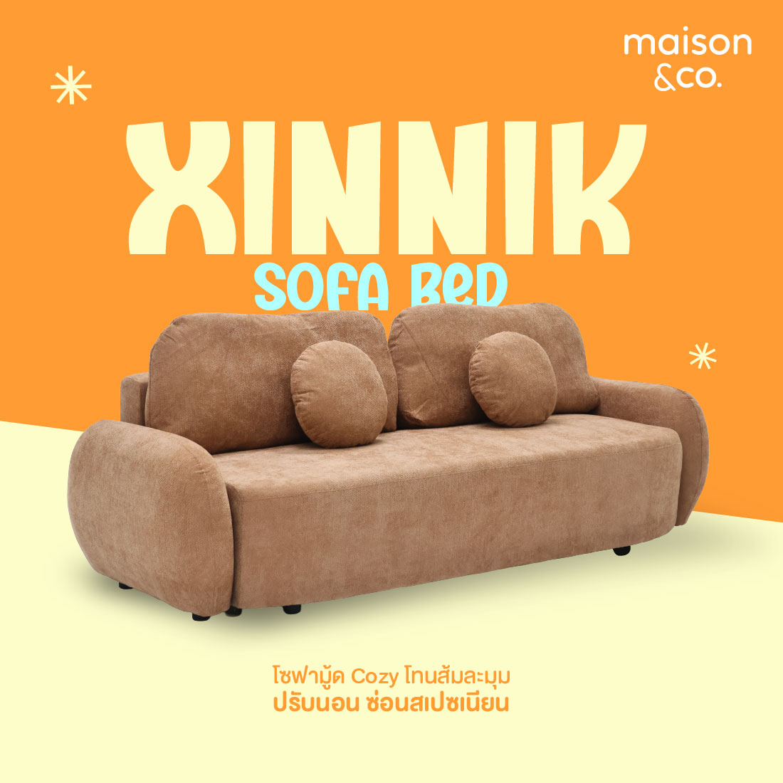โซฟาเบด รุ่น XINNIK สีส้มอิฐ 07