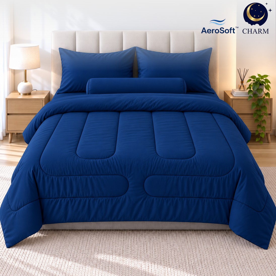 CHARM ชุดผ้าปู รวมนวม CLASSIC COLLECTION สี NAVY BLUE 3.5 ฟุต 4 ชิ้น-1