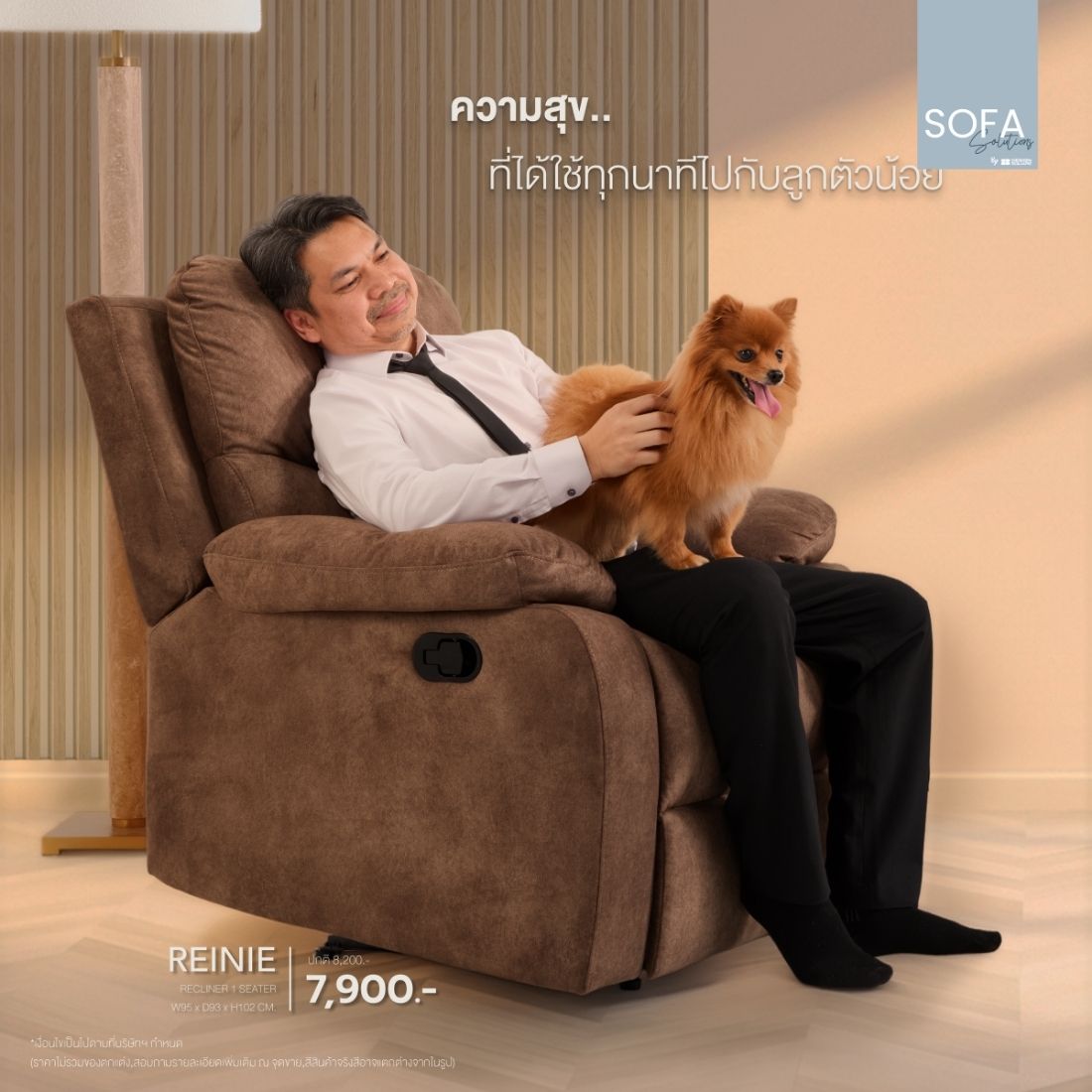 Recliner รุ่น REINIE สีน้ำตาล PET 10