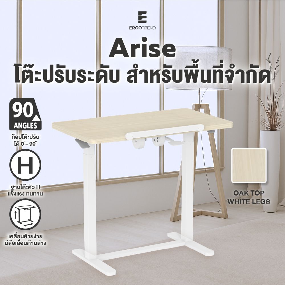 ARISE Height Adjustable Desk 88x50x66-103CM Wooden Grey-Black-1