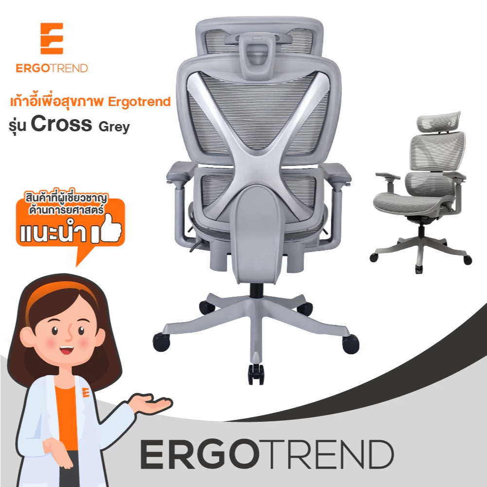 Ergotrend เก้าอี้เพื่อสุขภาพเออร์โกเทรน รุ่น Cross ฺGrey 17