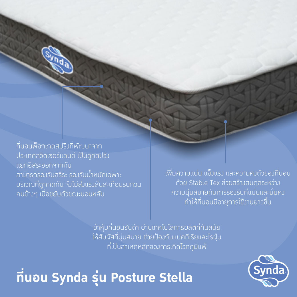 ที่นอน SYNDA รุ่น Posture Stella ขนาด 5 ฟุต