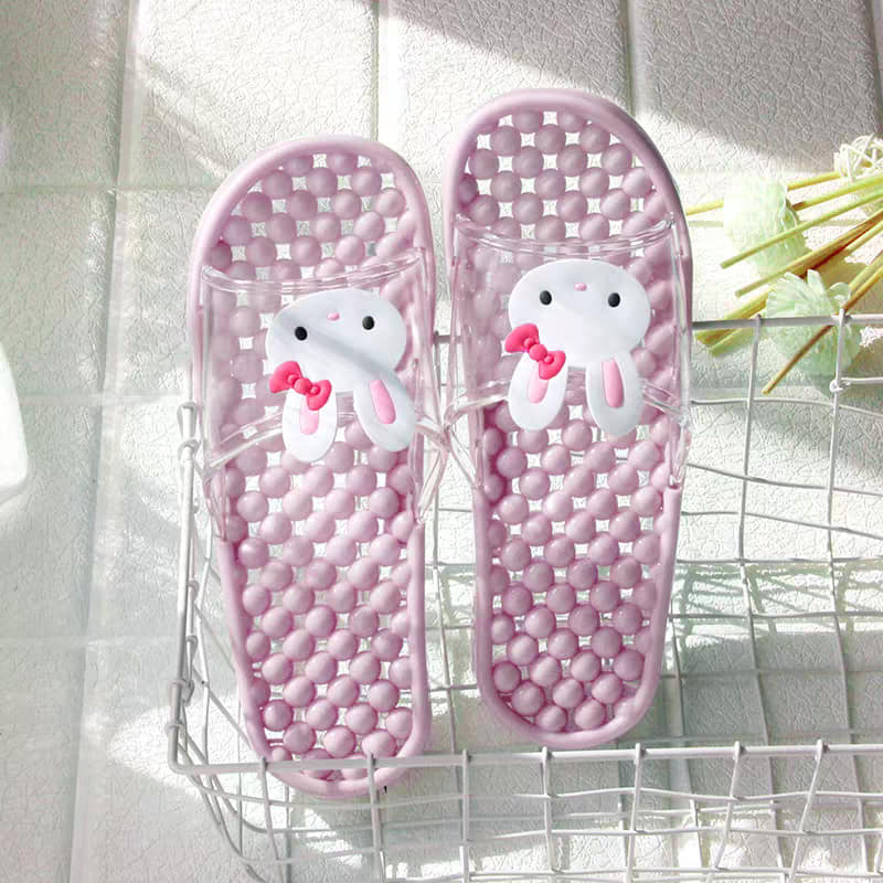 Chiranatda รองเท้ากระต่ายนวดฝ่าเท้าในห้องน้ำ สีม่วง-ชมพู-1