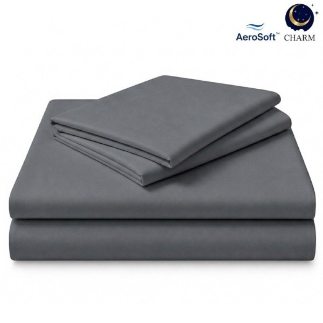 CHARM ชุดผ้าปูที่นอน ESSENTIALS สี DARK GREY 6 ฟุต 3 ชิ้น-1