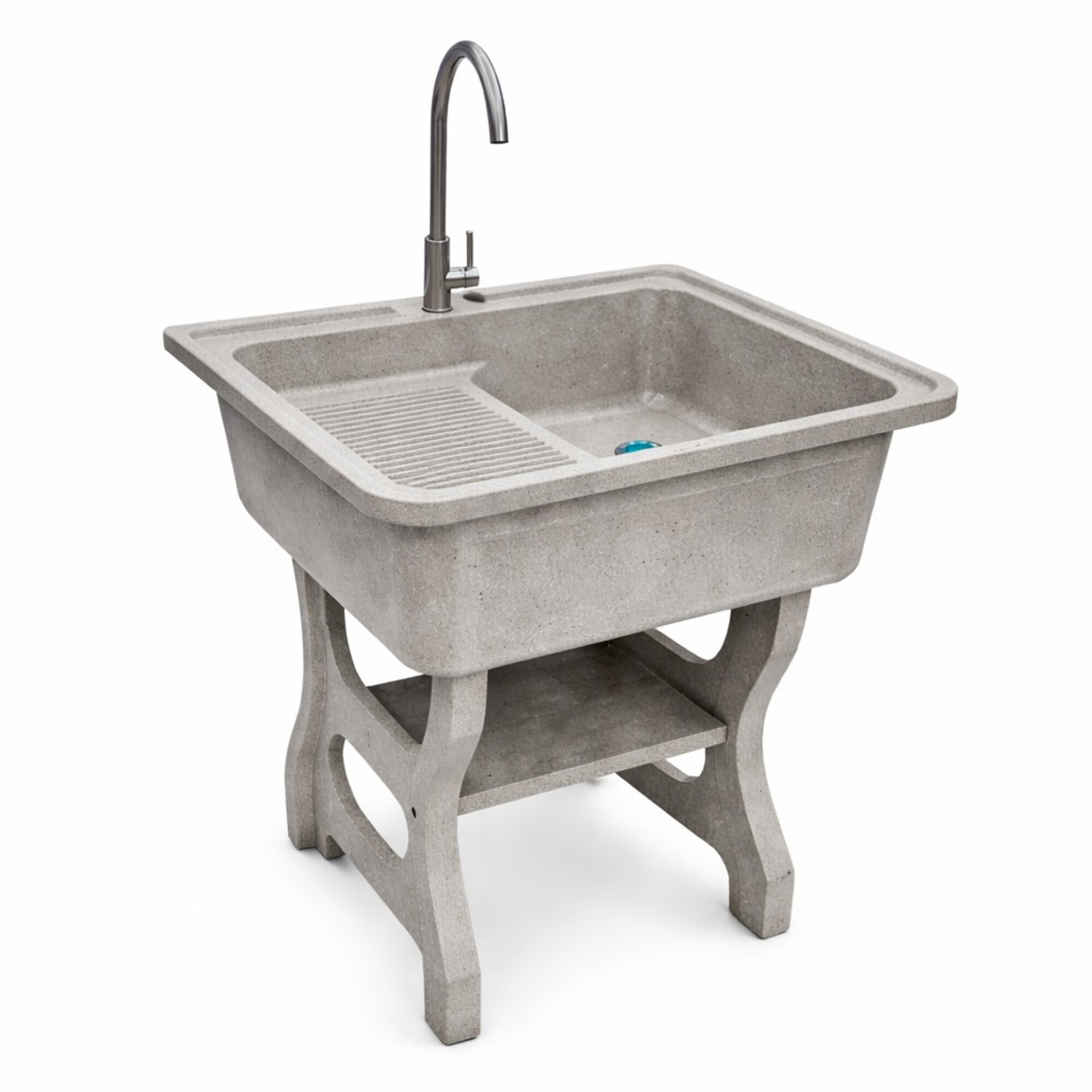 Dinosaur washtub อ่างล้างจานขาตั้ง หินควอตซ์1 หลุม 1 ที่พัก สี OFF WHITE Size M-3