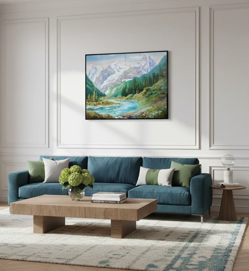 Pennello รูปแต่งบ้านพร้อมกรอบ Painting mountain-1