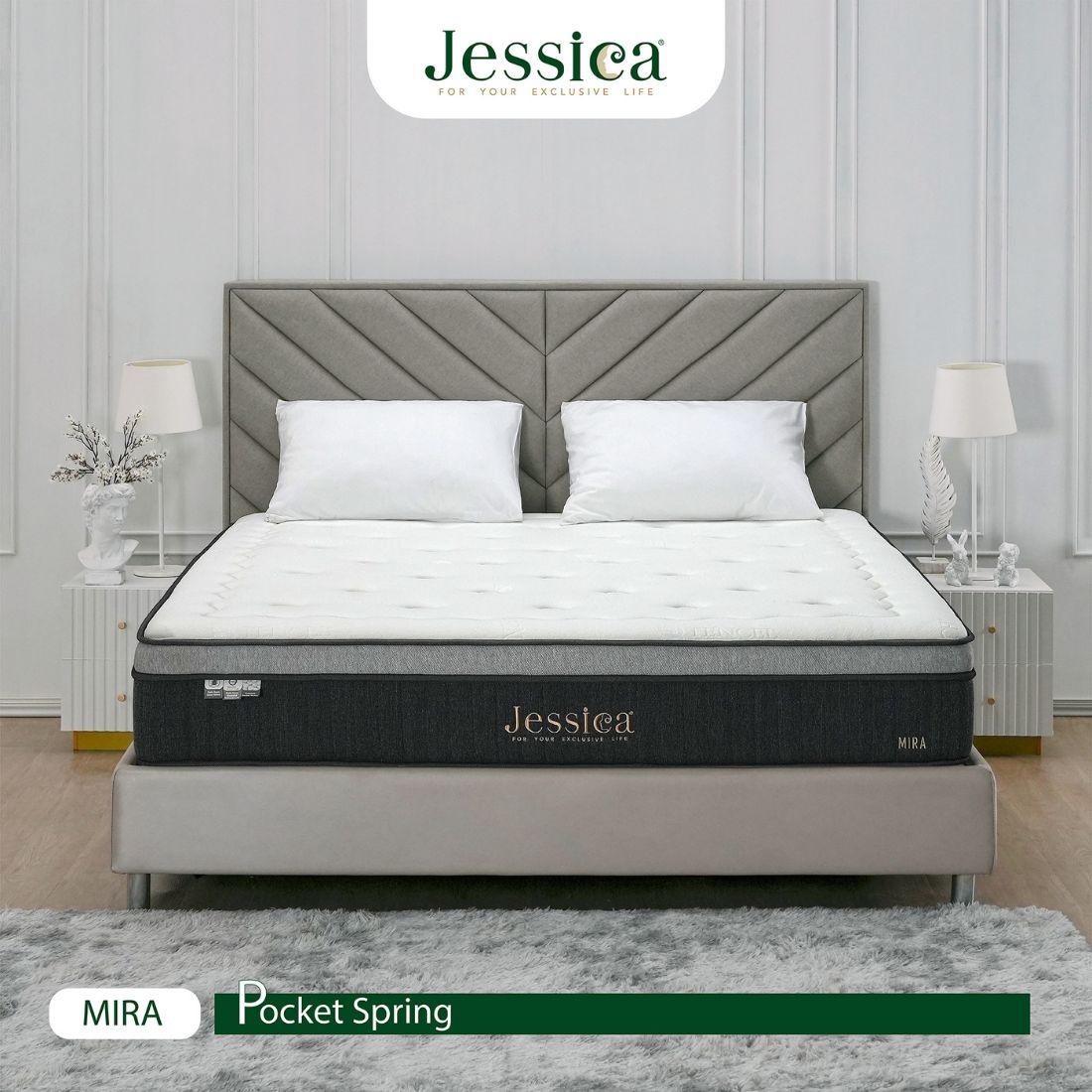 ที่นอน JESSICA รุ่น MIRA (ไมร่า) Pocket Spring Super Firm Foam ขนาด 6 ฟุต