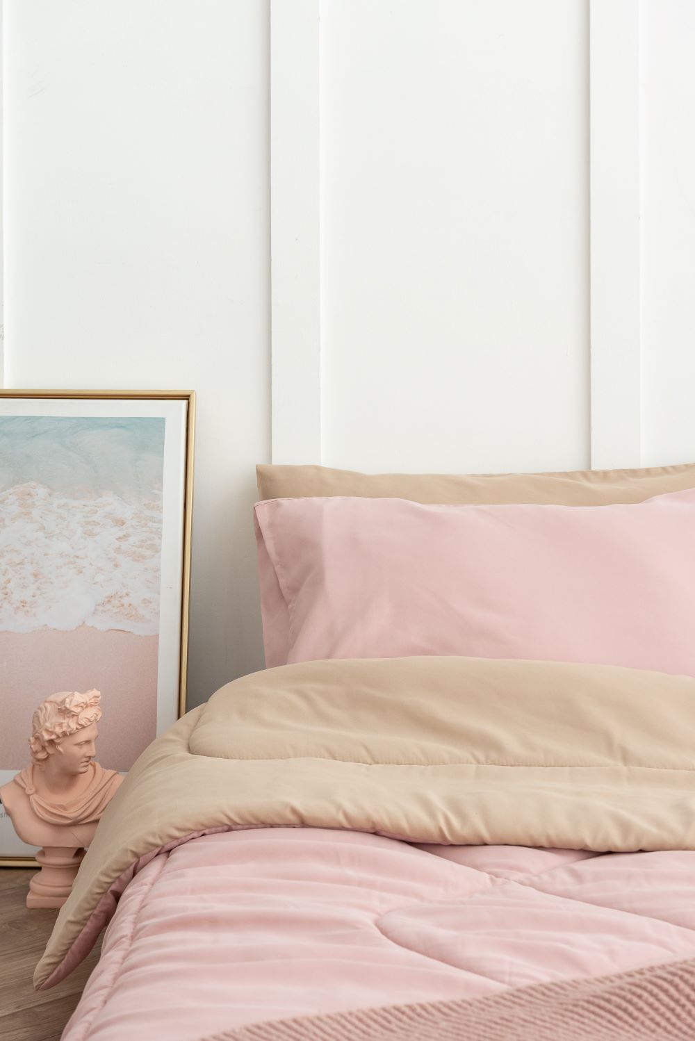 SANTA BEDDING ผ้านวม ขนาด 6 ฟุต สี น้ำตาล / ชมพู แบบทูโทน