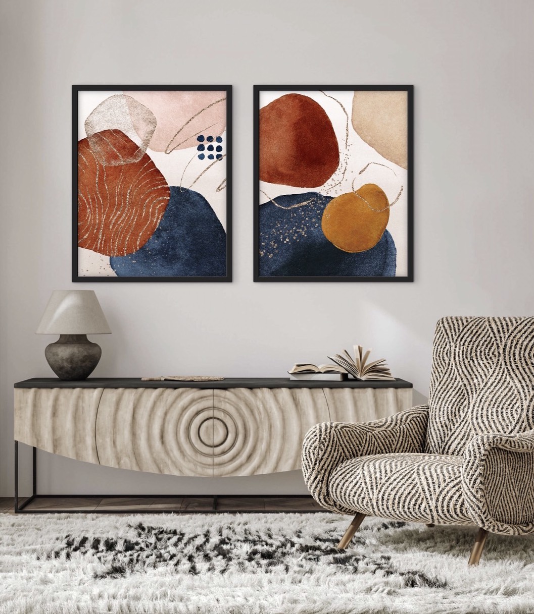 Pennello รูปแต่งบ้านพร้อมกรอบ Terracotta Abstract 2รูป-1