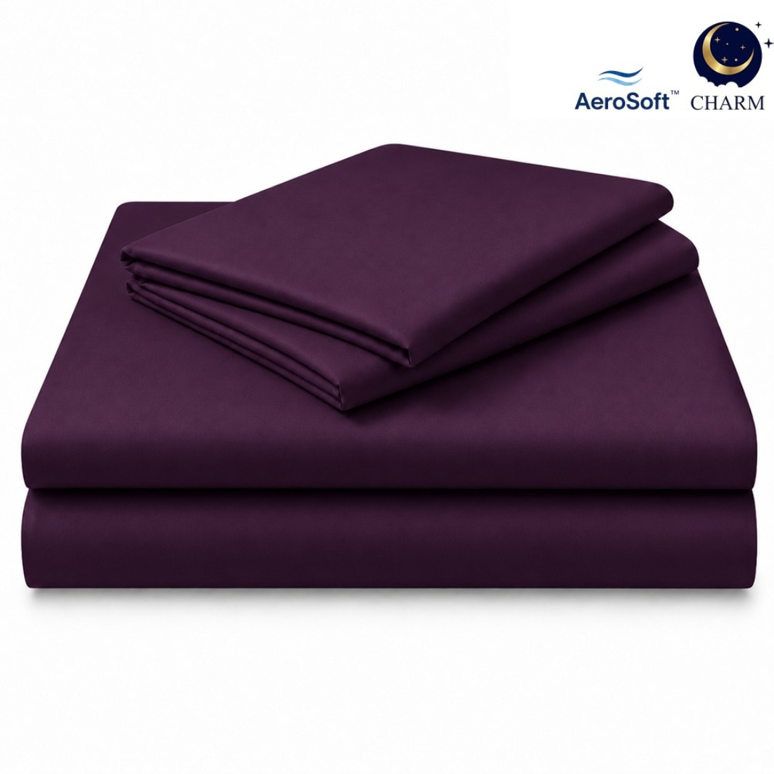 CHARM ชุดผ้าปูที่นอน ESSENTIALS สี ROYAL  PURPLE 6 ฟุต 2 ชิ้น-1
