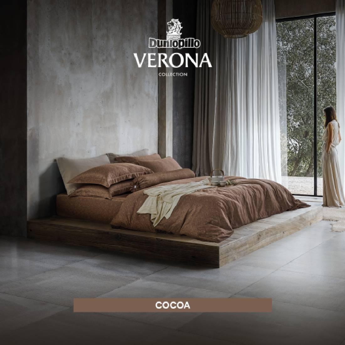 ชุดผ้าปู +นวม Dunlopillo 6 ฟุต 6 ชิ้น VERONA VRN-05 (COCOA)
