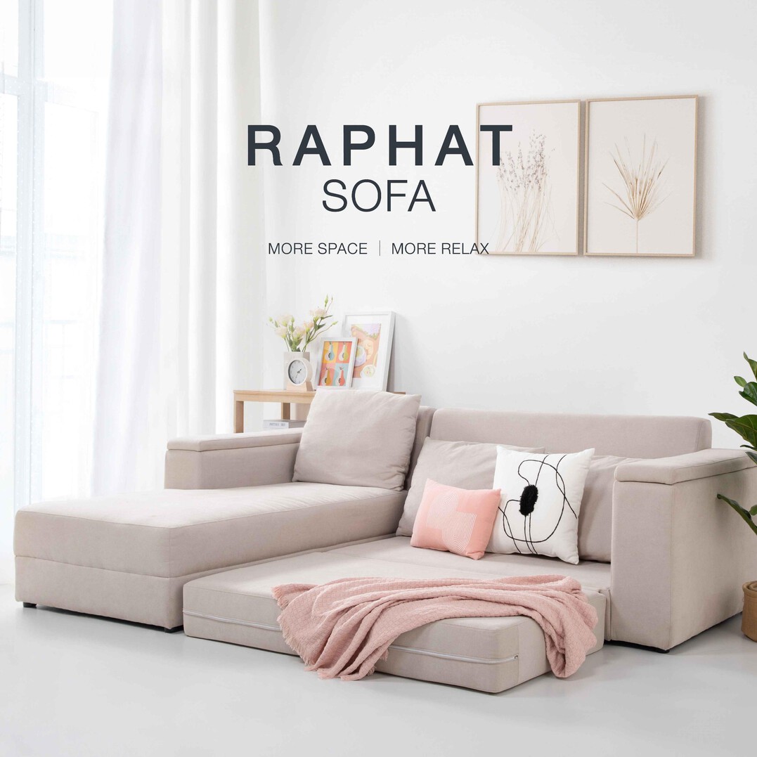โซฟาเข้ามุมซ้าย รุ่น Raphat สีครีม 13