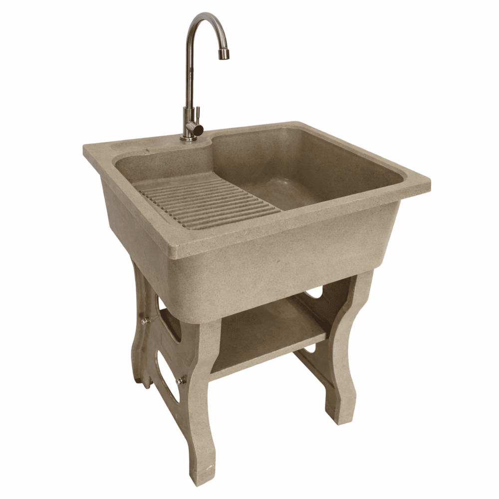 Dinosaur washtub อ่างล้างจานขาตั้ง หินควอตซ์ 1 หลุม  1 ที่พัก สี sand Size S-1
