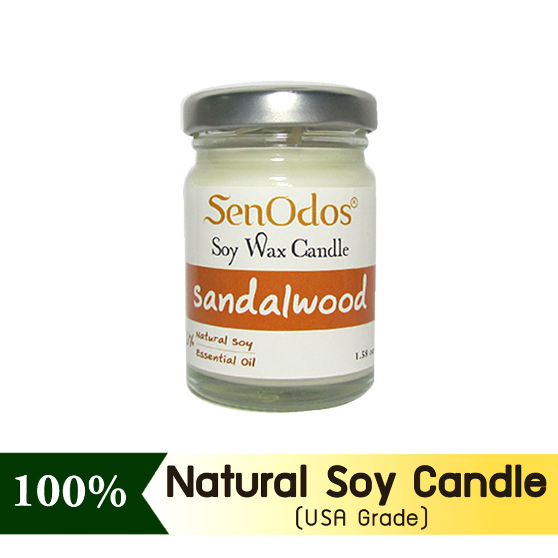 SenOdos เทียนหอมไขถั่วเหลือง กลิ่นไม้จันทร์หอม ขนาด 45g Sandalwood Soy Candle 