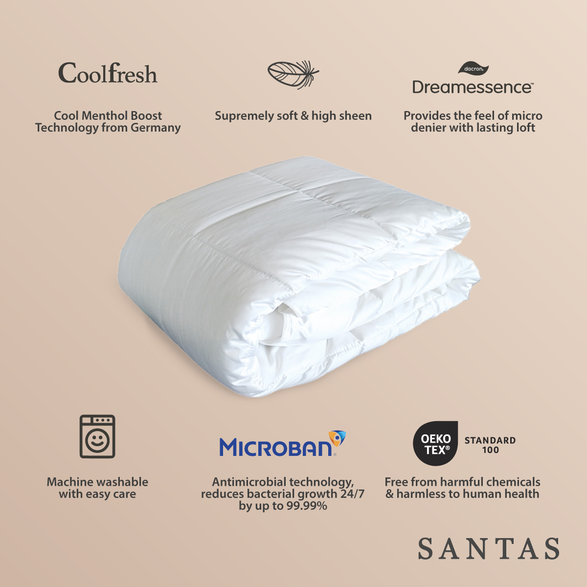 SANTAS ไส้ผ้านวม COOLFRESH ขนาด 3.5 ฟุต  นุ่มสบาย ระบายความร้อนได้ดี