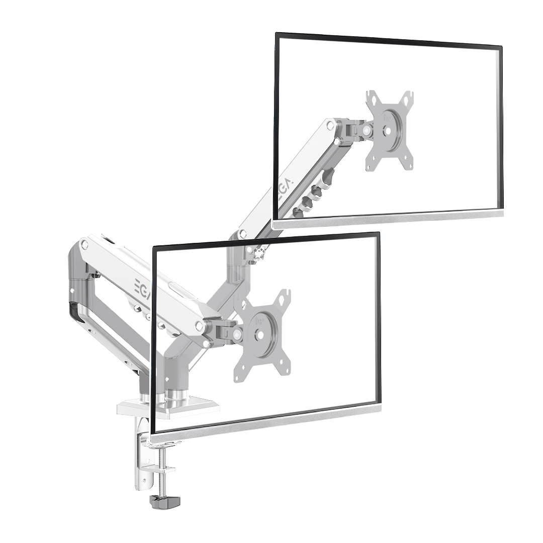 [ส่งฟรีทั่วประเทศ] EGA ขาตั้งจอแขนคู่ Gas Spring Monitor Arm For Dual Screen รุ่น MA2 White